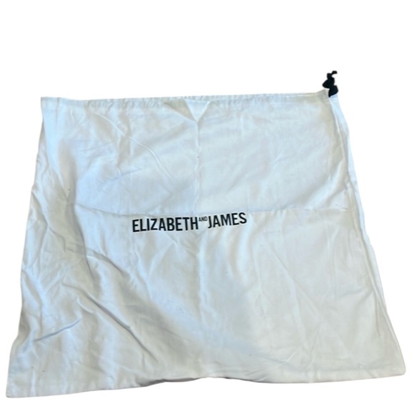 Elizabeth and James Handbags - ELIZABETH AND JAMES White Fabric Drawstring Bag with Black Logo 19” x 19”